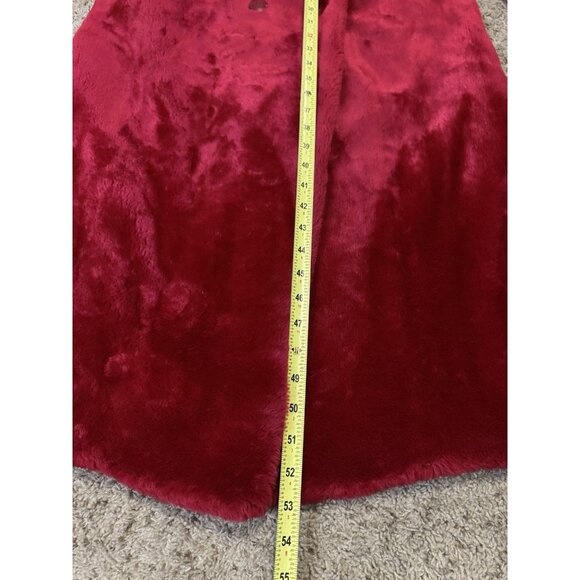 NWT VTG Red Faux Fur Long Line Full Length Duster Coat Mob Wife Glam Hollywood S - Picture 9 of 9